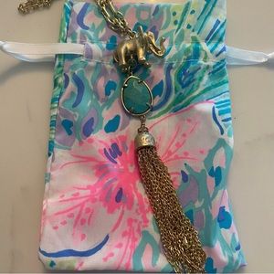 Lilly Pulitzer Trunks Up Elephant Tassel Necklace NWOT